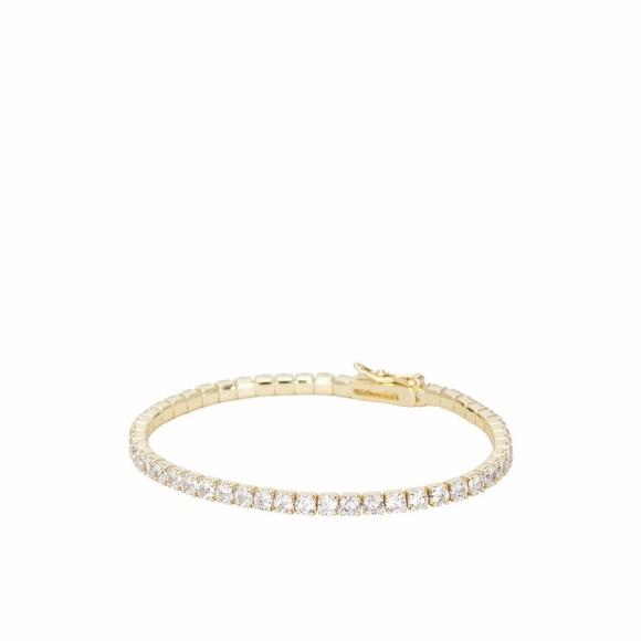 Shashi Revolve Gold-Tone Diamond Crystal Embellished Tennis Medium Bracelet